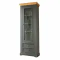Шкаф узкий с 2-ящиками Фламберже массив сосны, 48х42х213 см. цвет- серый 7012(графит)/бейц-масло