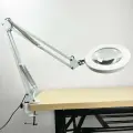 Лампа лупа 8D , мощная 24W 120 led светодиодов , бестеневая настольная с креплением / Косметологическая на струбцине / Светодиодная лампа-лупа для маникюра , педикюра , для косметолога