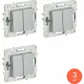 Выключатель IEK / ИЭК SKANDY SK-V04S, 10А IP20 скрытой установки серебряный двухклавишный SK-V20-0-10-K23 / переключатель (комплект из 3 шт)