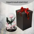 Стабилизированные цветы в стекле, Роза в колбе живая Премиум розовая 27x16,5 см c подарочной коробкой, GIFT4YOU