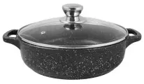 Жаровня литая Традиция Гранит со стеклянной крышкой 26см ТГ9263