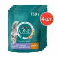 Сухой корм для кошек, Purina ONE, для красивой шерсти, со вкусом курицы, 750г 4 шт