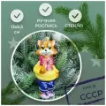 Irena-Co елочная игрушка, стекло Кот с бантом (13х6,5х6см)