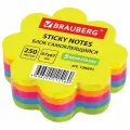 Стикеры (самоклеящийся блок) фигурные Brauberg Цветок, 67x67мм, 5 цветов неон, 250 листов (126691), 18 уп.