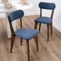 Стулья для кухни SANYAK комплект 2 шт мягкие со спинкой для обеденной зоны, велюр, Синий