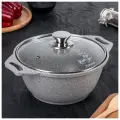 Кастрюля KUKMARA, 2 л, стеклянная крышка, антипригарное покрытие, цвет серый мрамор