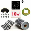 Пленочный электрический теплый пол под ламинат , линолеум , паркет 10м. кв. с умным черным wi-fi терморегулятором. Инфракрасная пленка 10 м2