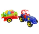 Трактор Green Plast с прицепом, с конструктором