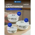 Daniks Набор салатников с крышкой стеклокерамика 3 шт, Флюид