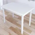 Стол кухонный Классика из массива сосны, 140х75х76 см, столешница 40 мм, цвет белый