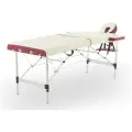 Массажный складной стол JFAL01A двухсекционный, кремовый/красный