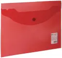 Папка-конверт с кнопкой малого формата (240х190 мм), А5, прозрачная, красная, 0,18 мм, BRAUBERG, 224026, 40шт в компл.