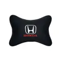 Автомобильная подушка на подголовник алькантара Black с логотипом автомобиля HONDA