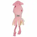 Mr.Kranch игрушка для собак Кальмар плюшевая с канатиками и пищалкой, 26 см, розовая