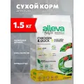Корм сухой Alleva Holistic Adult & Sterilized Cat Chicken & Duck беззерновой для взрослых кошек, курица, утка, алоэ вера, женьшень, 1,5 кг