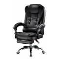 Кресло руководителя игровое кожаное с массажем и подножкой прорезиненные колесики