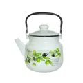 Чайник эмалированный 'Оливия' 3,5л, белый с оливками, металлический