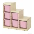 Стеллаж-лесенка IKEA Труфаст, детский, контейнеры, розовый, 94см x 44см x 91см