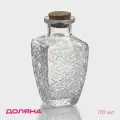 Банка для сыпучих Доляна Парфе. Узор , 170 мл, 6.6 12.6 см, с пробковой крышкой, стекло, прозрачная