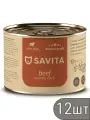 SAVITA Набор 12 шт Консервы для собак Говядина с кабачком и морковью, 240г 2.88 кг