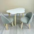 Стол детский Облако белый + 2 мягких Стула серые от DimDomKids, ножки из дерева