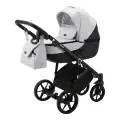 Коляска универсальная Adamex Bibione LUX 3 в 1, BI-TSB11 - бело-черная рогожка, черная кожа