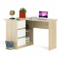 Угловой компьютерный стол Мори МС-16 левый дуб сонома/белый, 124,4х84,9х76,6 см, ящики слева, НЕ ун. сб.