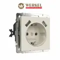 Встраиваемая розетка с заземлением, шторками и USBх2 Werkel W1171562, айвори матовый, IP20