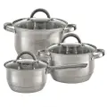Набор кастрюль Webber BE-633/6 из нержавеющей стали со стеклянными крышками, 6 предметов