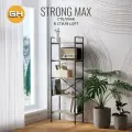 Стеллаж STRONG MAX loft, серый, металлический напольный с 5 деревянными полками из ЛДСП, 60.5х35х181 см, гростат