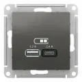 Розетка USB-A 1,2А + USB-C 1,2А, Сталь, ATLAS DESIGN