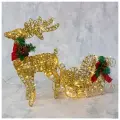 Светодиодная фигура «Олень с санями золотистый», олень: 40 × 50 × 16 см, сани: 40 × 25 × 10 см, металл, 220 В, свечение тёплое белое, 3662054