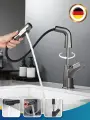 Смеситель для кухни, с гибким изливом, смеситель для раковины, с фильтром, вращением на 360 градусов и аэратором, серый