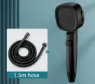 Насадка для душа высокого давления Square ABS пластик 3 режима, Black with hose