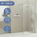 Душевая перегородка 90х195 см. Ulitka Walk In Prisma стекло прозрачное, профиль хром