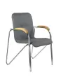Кресло BRABIX Samba CF-103, хром каркас, накладки бук, кожзам серый, собрано, 532758