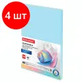 Комплект 4 шт, Бумага цветная BRAUBERG, А4, 80 г/м2, 100 л, пастель, голубая, для офисной техники, 112445