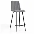 СтолБери Стул барный , Тибо, DecoLine, нубук коллекции Lamb серый, каркас барный чёрный.