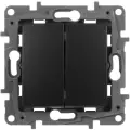 Legrand Etika Антрацит Выключатель 2-клавишный, авт. клеммы, 10 AX, 250 В (комплект 6шт)