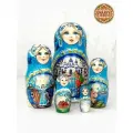 Матрешка деревянная детская Снегурочка 5 мест развивающая игрушка 12 см Орнамент
