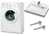 Стиральная машина под раковину Indesit IWUB 4085 и раковина Монако 60 над стиральной машиной / узкая стиральная машина с раковиной