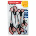 Ножницы BRAUBERG SOFT GRIP набор 5 штук (140, 170, 190, 220, 240 мм), эргономичные черно-красные ручки, выгодная упаковка, 238410, 238410