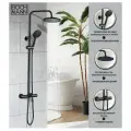 Душевая система Boch Mann Oglio B TS BM9649 с термостатом Черная латунь на стену с изливом со смесителем