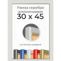 Рамка Серебристая алюминиевая рамка 30х45 для пазла, вышивки, алмазной мозаики, фото, постера