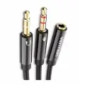 Переходник Vention гибкий Jack 3.5 mm F 4 pin/Jack 3.5 mm M x 2 (OMTP-CTIA) - 0.3м (BHDBY)