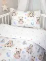 Постельное белье в кроватку для новорожденного. Простыня на резинке 60х120 см. Детские игрушки