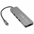 Док-станция GEMBIRD Type-C 5 в 1: 3хUSB3.1, PD100W, HDMI, кабель 17 см, алюминий, UHB-D1