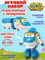 Робот трансформер Super Wings Тони, пластик, трансформируется в поезд с прицепом, 12 см