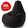 Кресло мешок Bean Joy, пуфик мешок, бескаркасное кресло, размер 3XL, мебельный велюр, черный