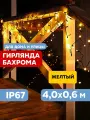 Гирлянда уличная NEON-NIGHT Бахрома 4х0,6 м, 128 LED, желтое свечение, черный каучук, IP67
